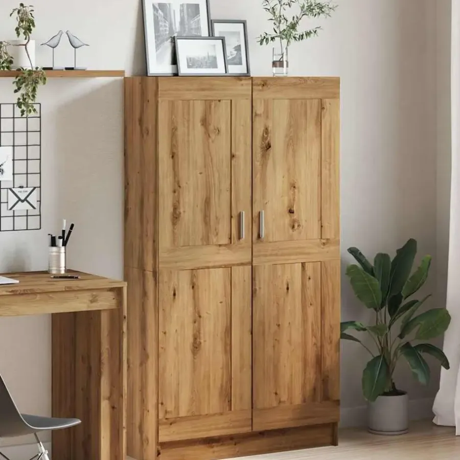Boekenkasten|Boekenkasten-vidaXL - Boekenkast met schappen en 2 deuren - Artisan eiken - 82.5x30.5x150 cm