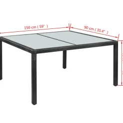 Tuintafels-vidaXL - Buiten Eettafel - Zwart - Poly rattan