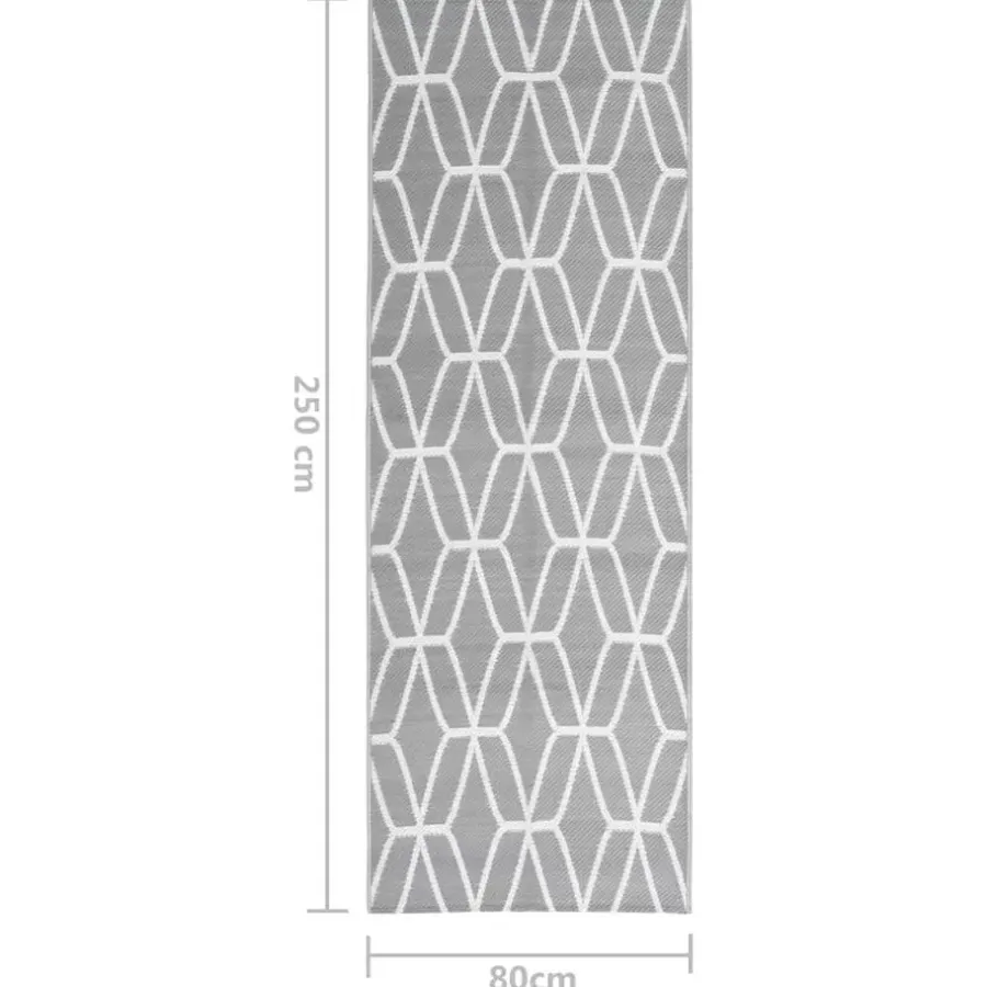 Buiten Vloerkleden|Buiten Vloerkleden-vidaXL - Buitenkleed - Grijs - Polypropyleen - 80 x 250 cm
