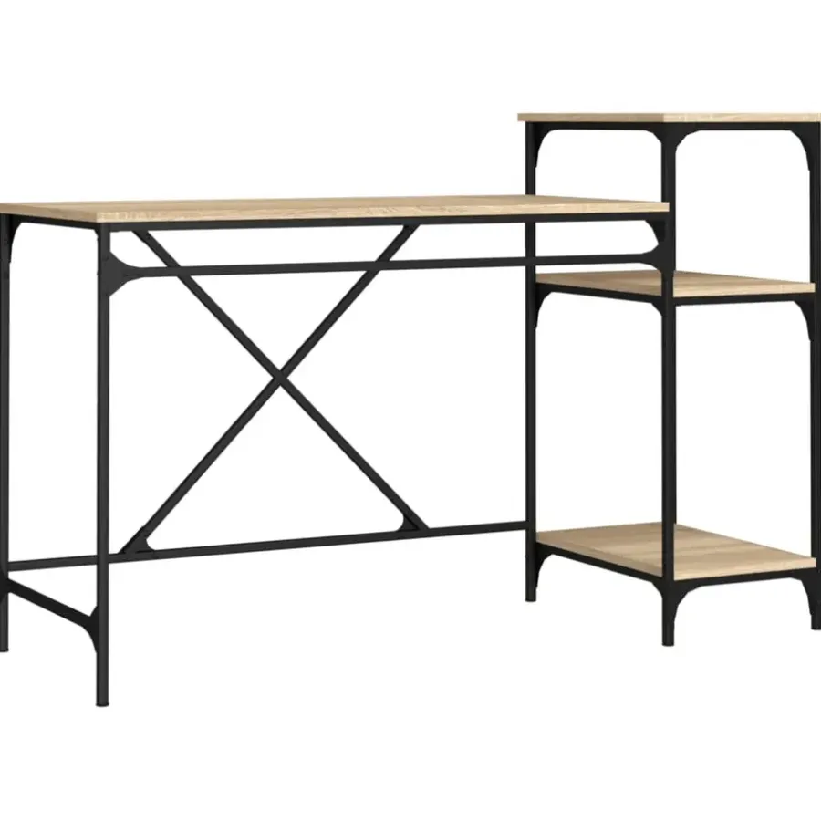 Bureaus-vidaXL - Bureau - Bruin - Bewerkt hout - 135 x 50 x 90 cm