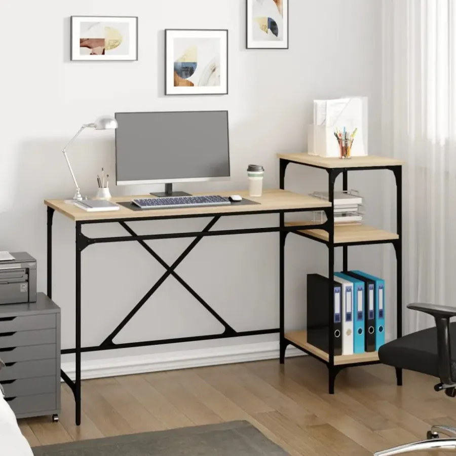Bureaus-vidaXL - Bureau - Bruin - Bewerkt hout - 135 x 50 x 90 cm