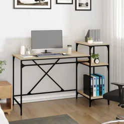 Bureaus-vidaXL - Bureau - Bruin - Bewerkt hout - 135 x 50 x 90 cm