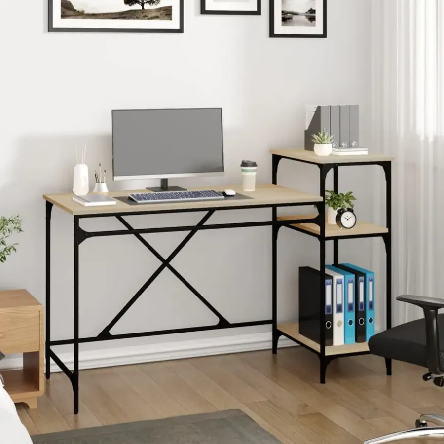 Bureaus-vidaXL - Bureau - Bruin - Bewerkt hout - 135 x 50 x 90 cm