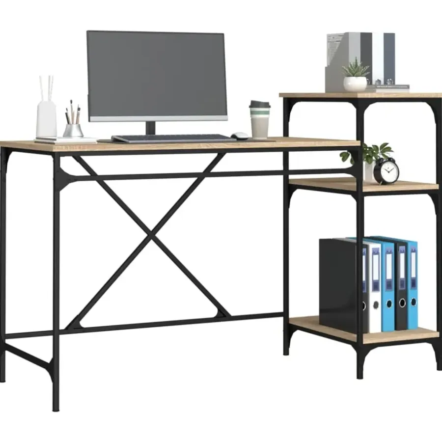 Bureaus-vidaXL - Bureau - Bruin - Bewerkt hout - 135 x 50 x 90 cm
