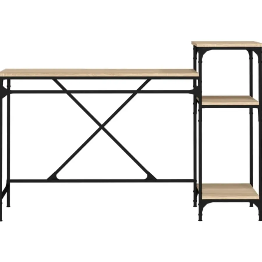 Bureaus-vidaXL - Bureau - Bruin - Bewerkt hout - 135 x 50 x 90 cm