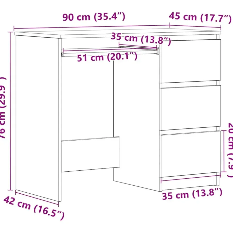 vidaXL - Bureau - Bruin - Bewerkt hout