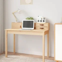 vidaXL - Bureau - Bruin - Grenenhout
