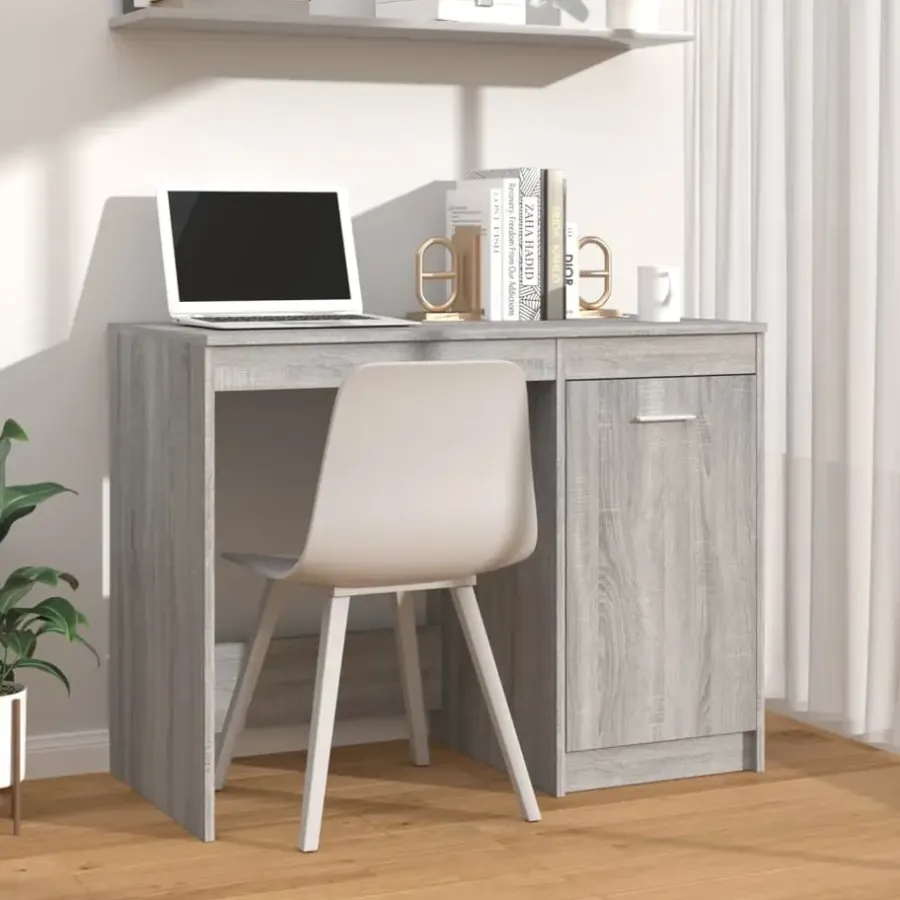 Bureaus-vidaXL - Bureau - Grijs - Bewerkt hout