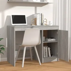 Bureaus-vidaXL - Bureau - Grijs - Bewerkt hout