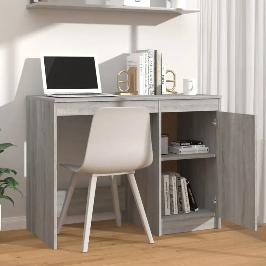 Bureaus-vidaXL - Bureau - Grijs - Bewerkt hout