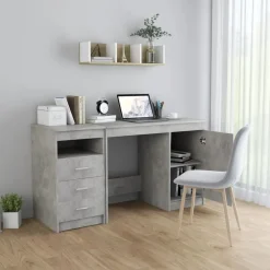 Bureaus-vidaXL - Bureau - Grijs - Bewerkt hout