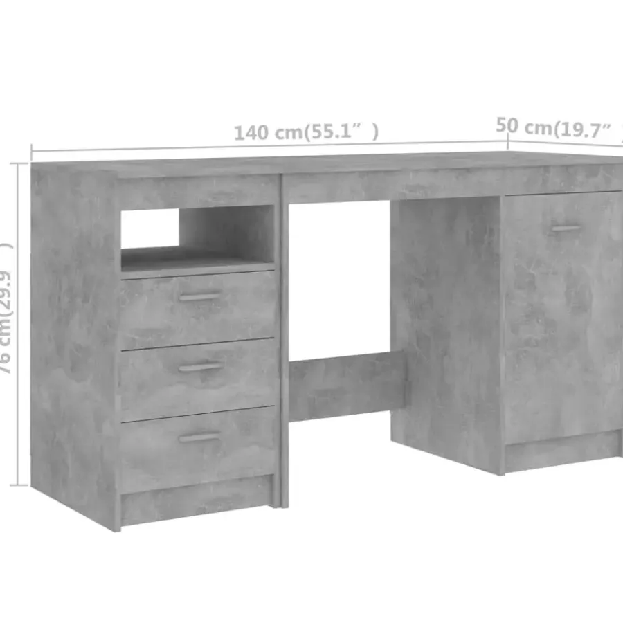 Bureaus-vidaXL - Bureau - Grijs - Bewerkt hout