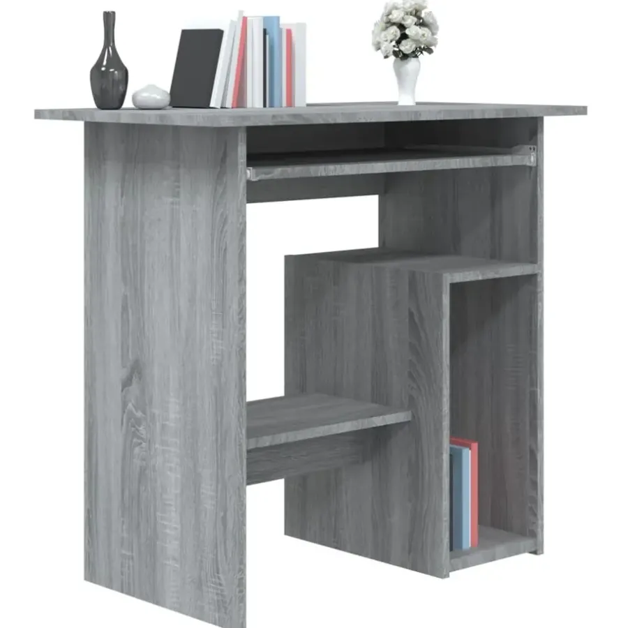 vidaXL - Bureau - Grijs - Bewerkt hout