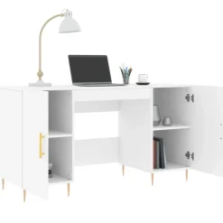 vidaXL - Bureau - Wit - Bewerkt hout