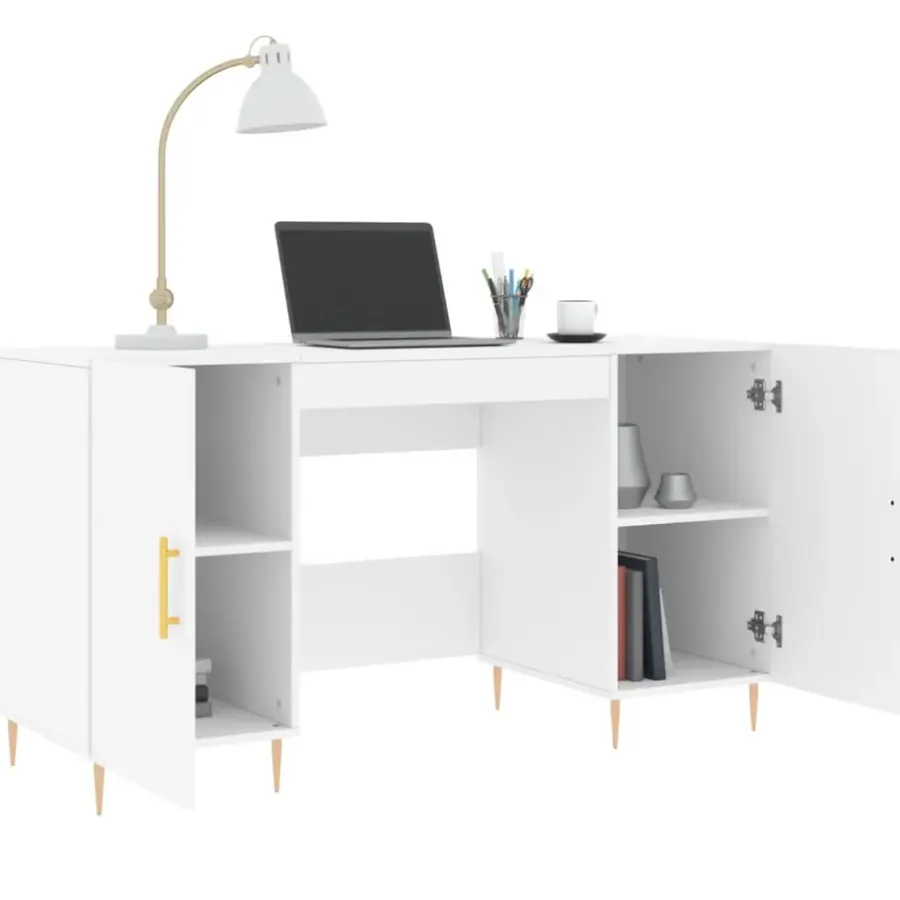 vidaXL - Bureau - Wit - Bewerkt hout