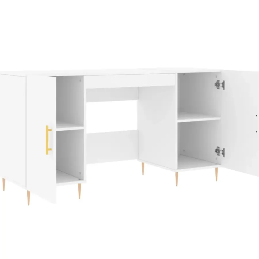 vidaXL - Bureau - Wit - Bewerkt hout