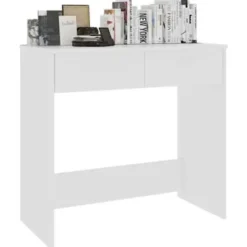 Bureaus-vidaXL - Bureau - Wit - Bewerkt hout