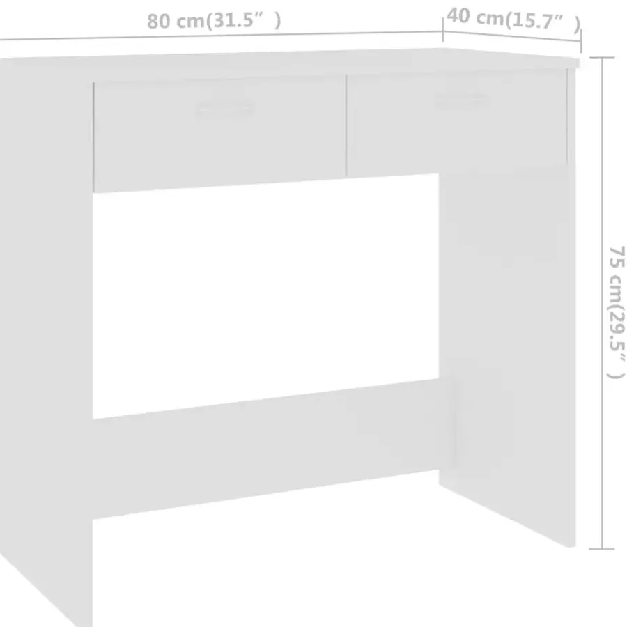 Bureaus-vidaXL - Bureau - Wit - Bewerkt hout