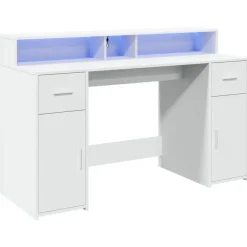 vidaXL - Bureau - Wit - Bewerkt hout - 140 x 55 x 91 cm