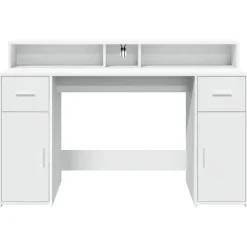 vidaXL - Bureau - Wit - Bewerkt hout - 140 x 55 x 91 cm