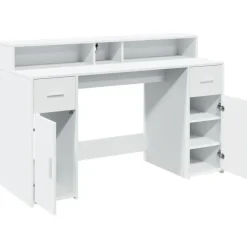 vidaXL - Bureau - Wit - Bewerkt hout - 140 x 55 x 91 cm
