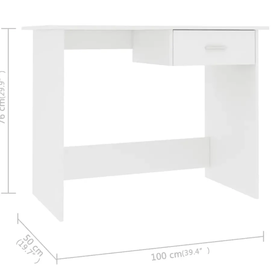 vidaXL - Bureau - Wit - Bewerkt hout