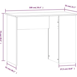 vidaXL - Bureau - Wit - Bewerkt hout