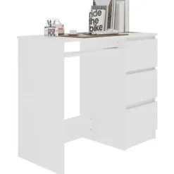 Bureaus-vidaXL - Bureau - Wit - Bewerkt hout
