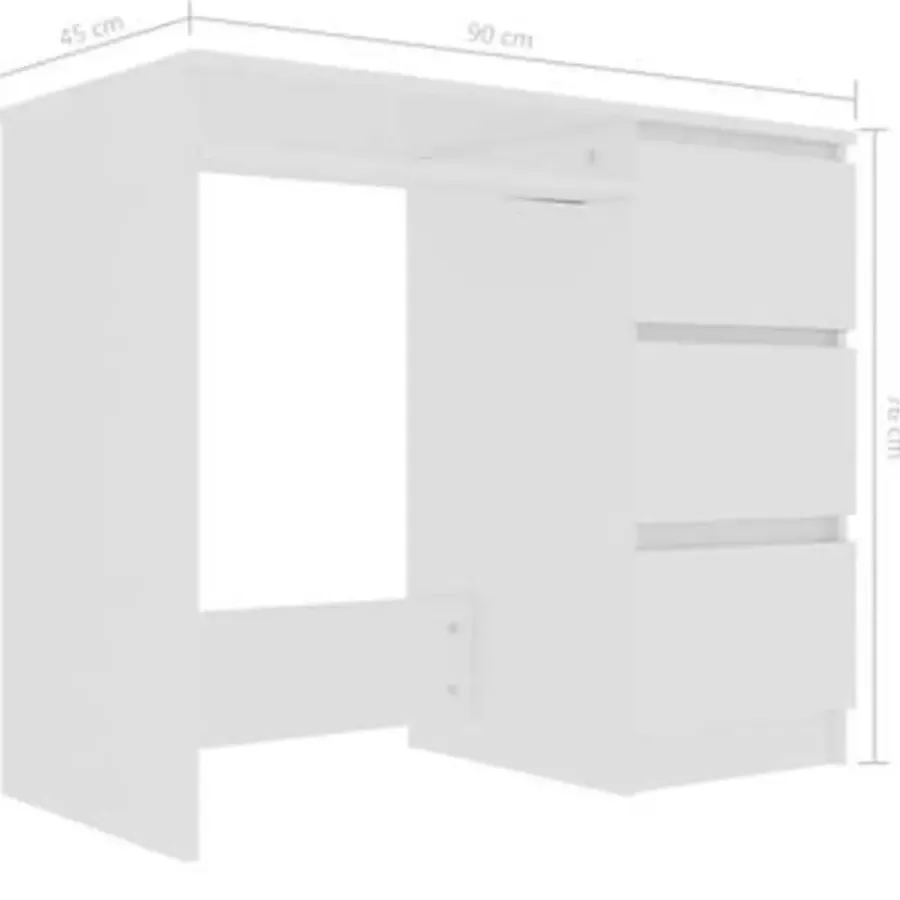 Bureaus-vidaXL - Bureau - Wit - Bewerkt hout