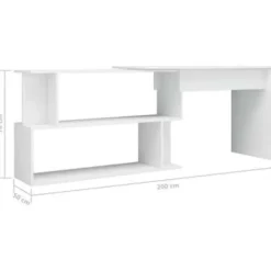Hoekbureaus-vidaXL - Bureau - Wit - Bewerkt hout