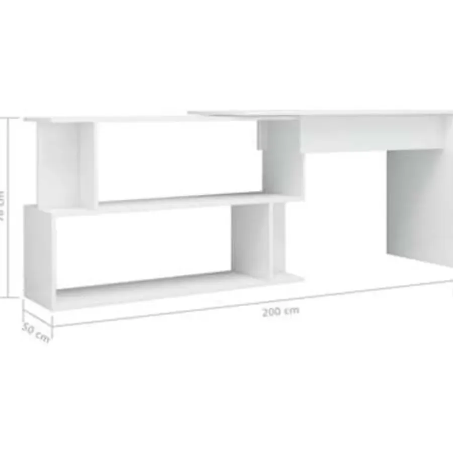Hoekbureaus-vidaXL - Bureau - Wit - Bewerkt hout
