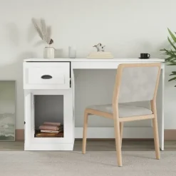 vidaXL - Bureau - Wit - Bewerkt hout