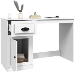 vidaXL - Bureau - Wit - Bewerkt hout