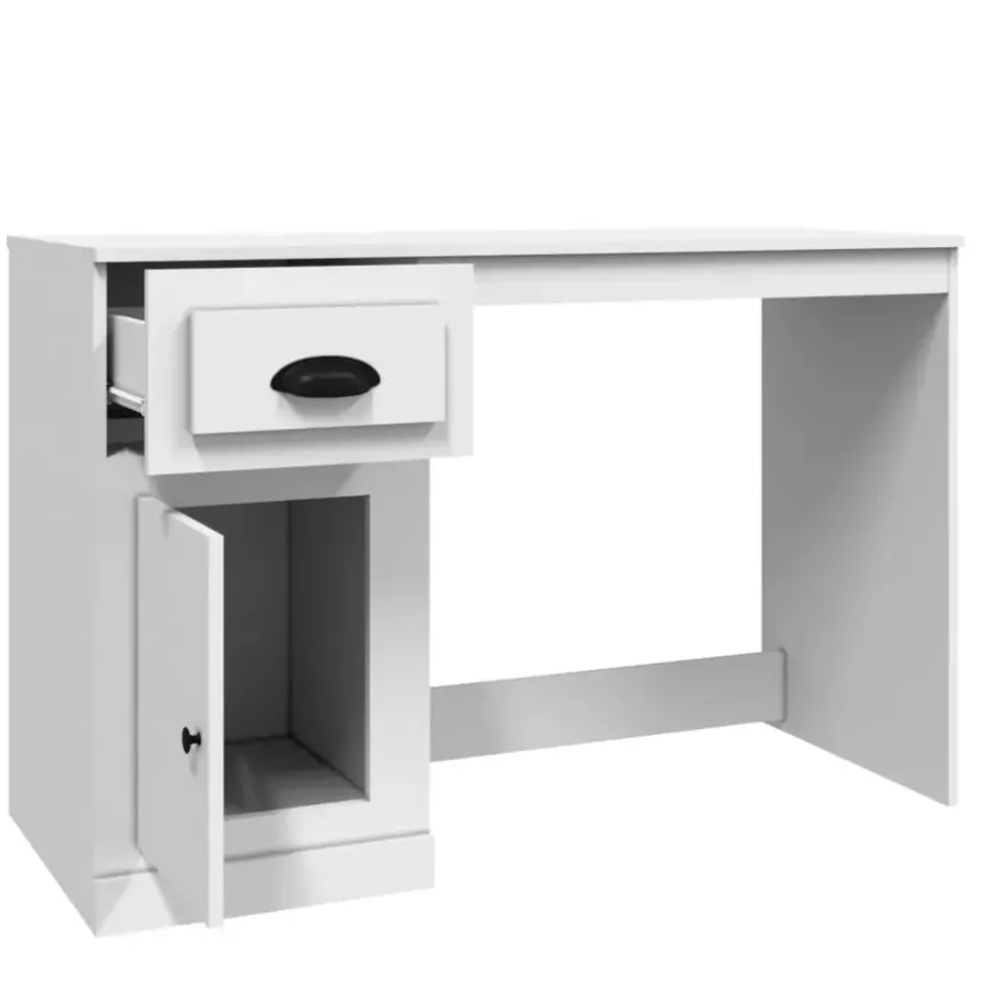 vidaXL - Bureau - Wit - Bewerkt hout