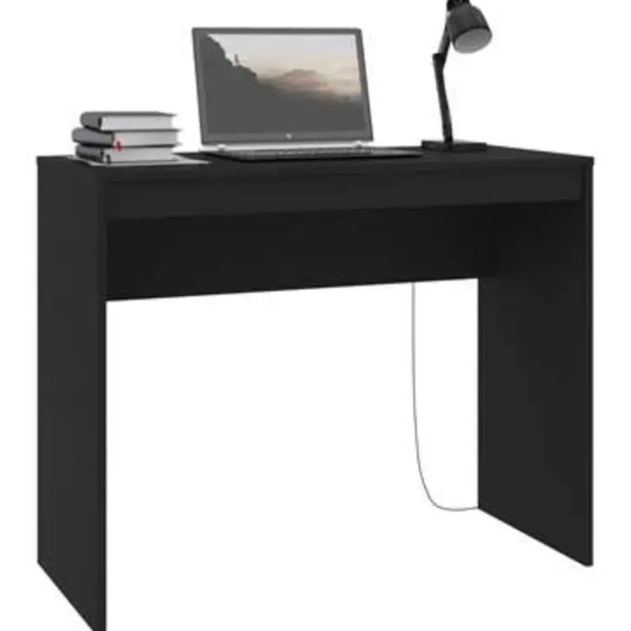vidaXL - Bureau - Zwart - Bewerkt hout