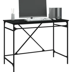 vidaXL - Bureau - Zwart - Bewerkt hout