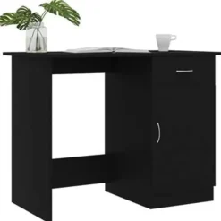 Bureaus-vidaXL - Bureau - Zwart - Bewerkt hout