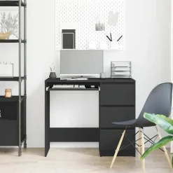 Bureaus-vidaXL - Bureau - Zwart - Bewerkt hout