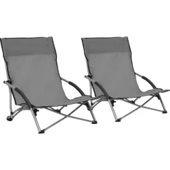 Kamperen En Outdoor-vidaXL - Campingstoel - Grijs - Stof - 2 stuks