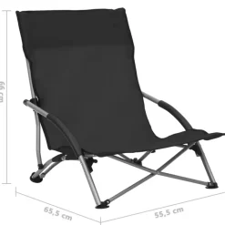 Kamperen En Outdoor-vidaXL - Campingstoel - Zwart - Stof - 2 stuks