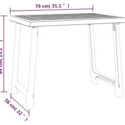 vidaXL - Campingtafel - Antracietkleurig - Polypropyleen - 79x56x64 cm