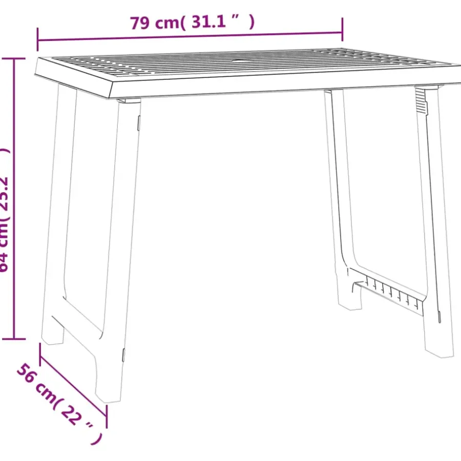 vidaXL - Campingtafel - Antracietkleurig - Polypropyleen - 79x56x64 cm