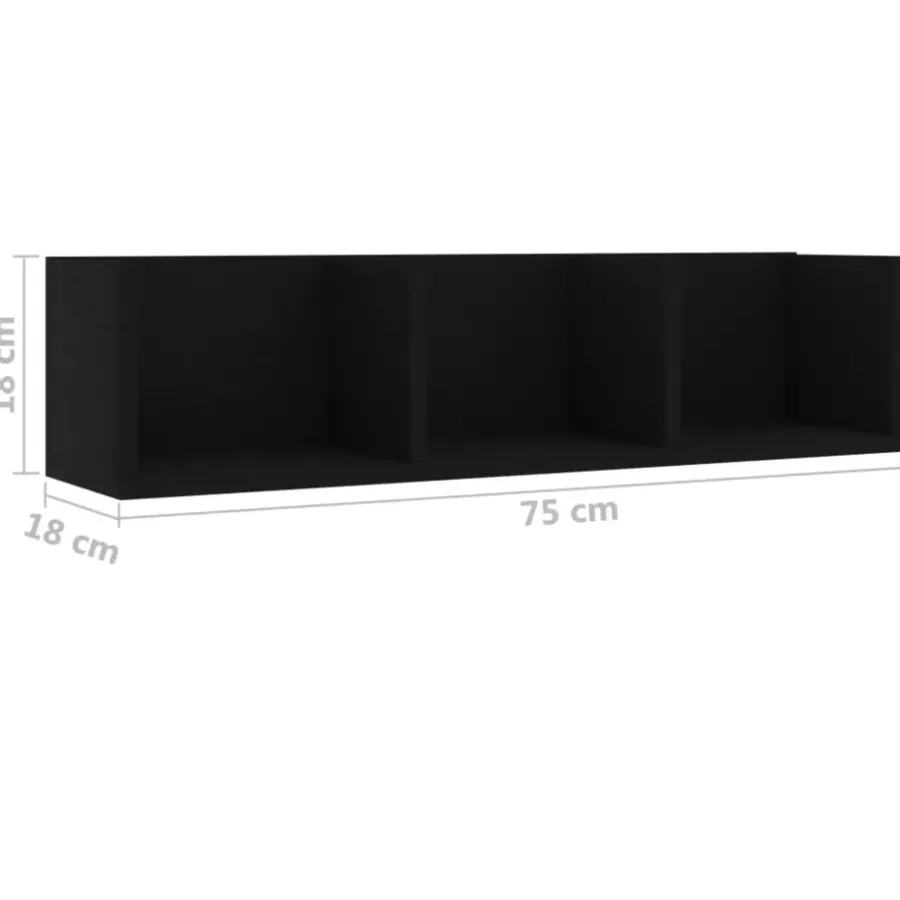 vidaXL - Cd-rek - Zwart - Bewerkt hout