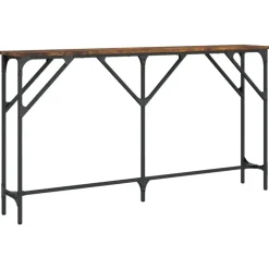 Sidetables-vidaXL - Consoletafel - Gerookt eiken - Bewerkt hout - 140x23x75 cm