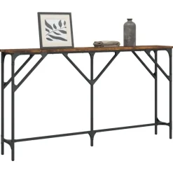 Sidetables-vidaXL - Consoletafel - Gerookt eiken - Bewerkt hout - 140x23x75 cm