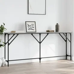 Sidetables-vidaXL - Consoletafel - Grijs sonoma eiken - Bewerkt hout - 180x23x75 cm