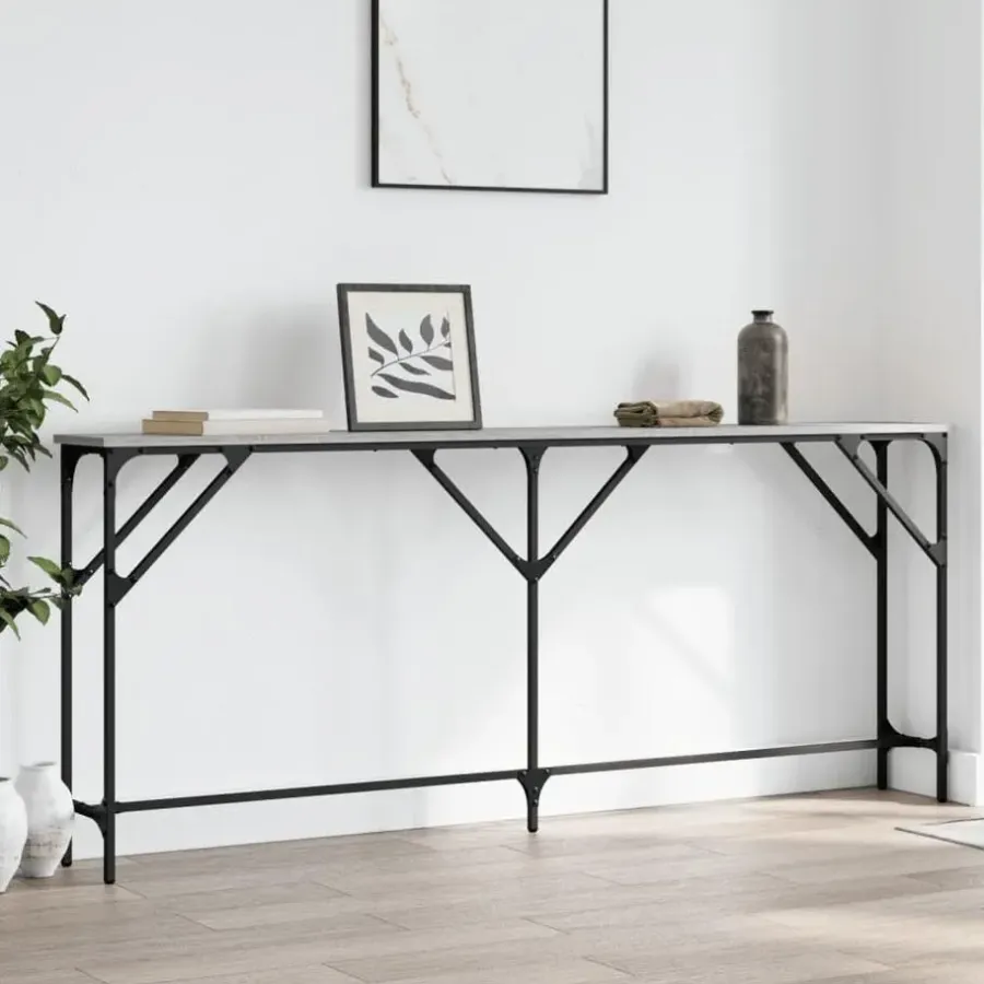 Sidetables-vidaXL - Consoletafel - Grijs sonoma eiken - Bewerkt hout - 180x23x75 cm