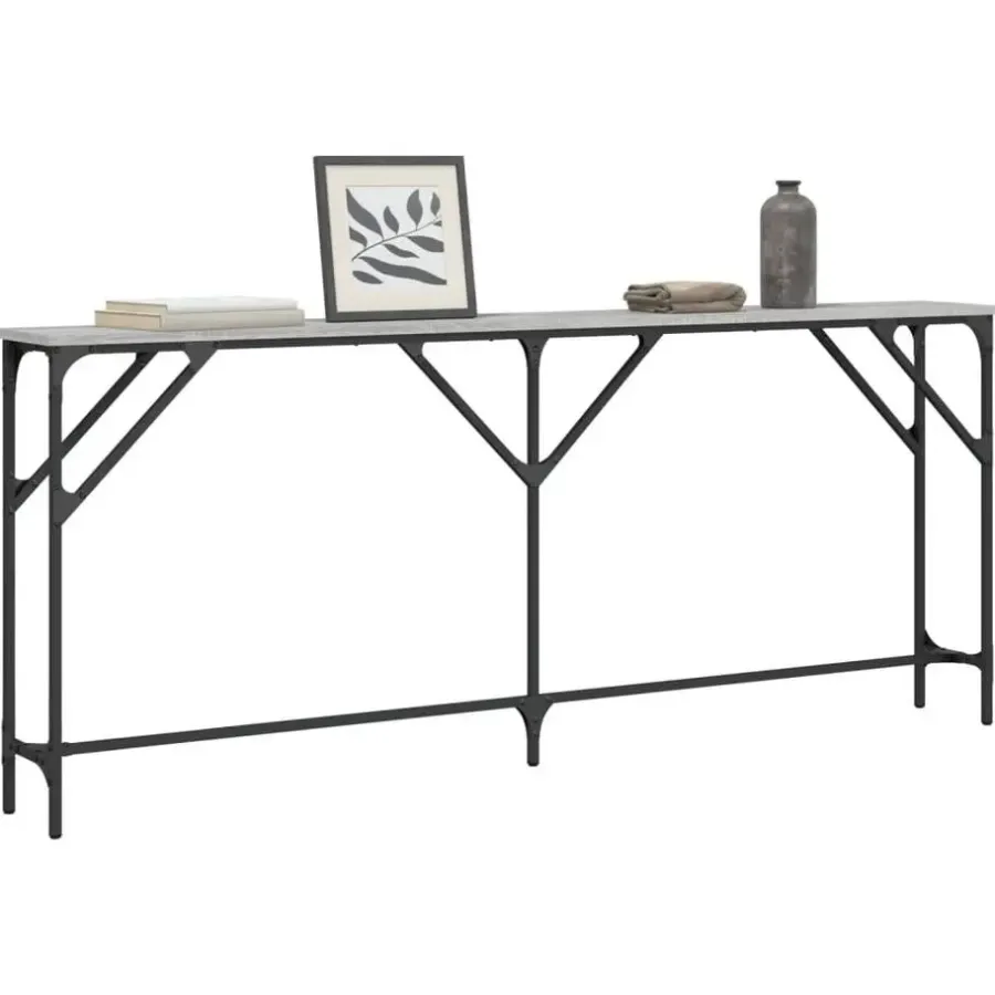 Sidetables-vidaXL - Consoletafel - Grijs sonoma eiken - Bewerkt hout - 180x23x75 cm