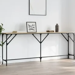 Sidetables-vidaXL - Consoletafel - Sonoma eiken - Bewerkt hout - 200x29x75 cm