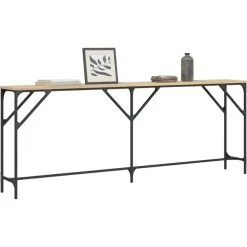 Sidetables-vidaXL - Consoletafel - Sonoma eiken - Bewerkt hout - 200x29x75 cm